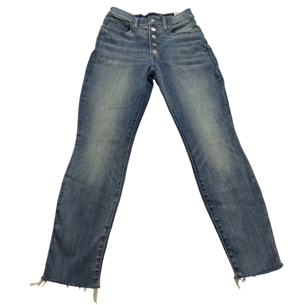 Lucky Brand Brigitte High Rise Skinny Ankle Button Fly Raw Hem Jeans Womens 4